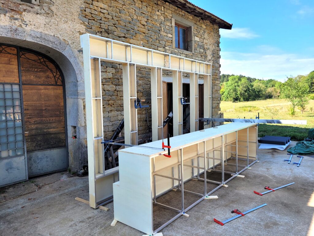 Structure aluminium et bois, bain des pâquis